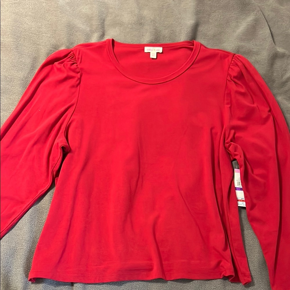 Women's Riley & Rae Red Long Sleeve Blouse with Balloon Shoulders Size XXL